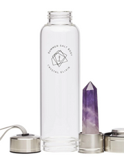 Load image into Gallery viewer, Summer Salt Body Amethyst Crystal Elixir - Glass Water Bottle 550mL + Neoprene Sleeve