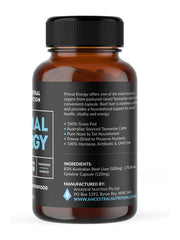 Load image into Gallery viewer, Ancestral Nutrition Primal Energy 100% Australian Grass-Fed Organic Beef Liver Capsules 500mg (120 Capsules)