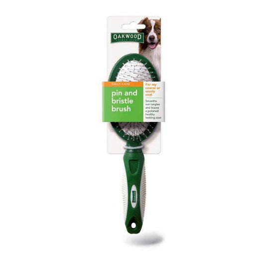 Oakwood Pin & Bristle Brush for Dogs and Cats - Coarse or Woolly Coats - The Healthy Household