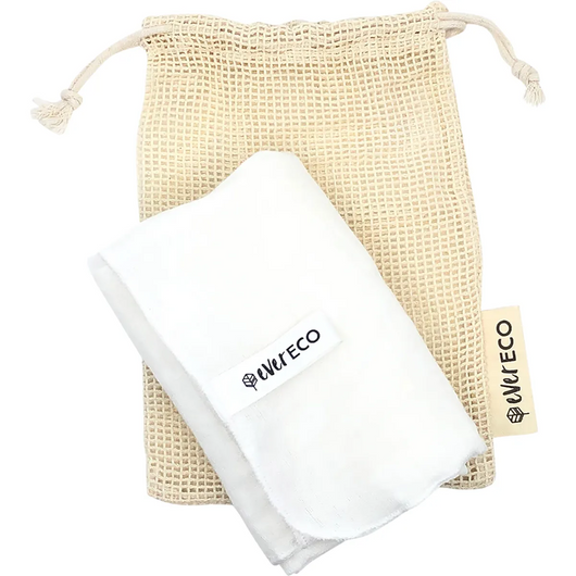 EVER ECO Muslin Facial Cloths with Cotton Wash Bag 2 Pack