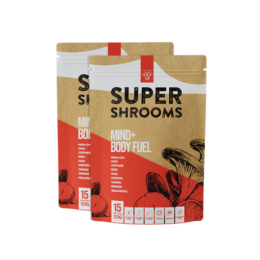 SUPER SHROOMS Mind + Body Fuel Adaptogenic Medicinal Mushroom Blend - 15 serves 120gm