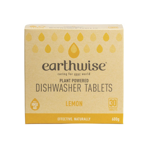 Earthwise Plant-Based Dishwasher Tablets Lemon with Rinse Aid (30 or 50 Tablets) VEGAN BIODEGRADABLE