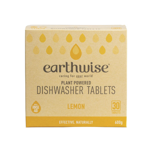 Earthwise Plant-Based Dishwasher Tablets Lemon with Rinse Aid (30 or 50 Tablets) VEGAN BIODEGRADABLE