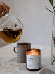 Load image into Gallery viewer, Scents Journey Coconut Soy Wax Candle SUNSET PICNIC (Fig + Cassis + Guava + Amber) 230g
