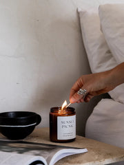 Load image into Gallery viewer, Scents Journey Coconut Soy Wax Candle SUNSET PICNIC (Fig + Cassis + Guava + Amber) 230g
