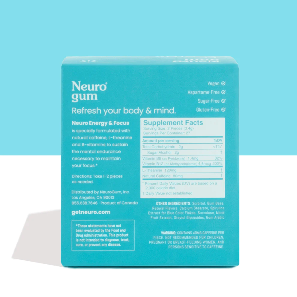 Joe Rogan Neuro Hum NEURO GUM - Energy & Focus Boosting Nootropic GUM - 9 piece pack | The ...