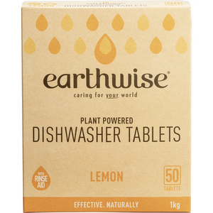 Earthwise Plant-Based Dishwasher Tablets Lemon with Rinse Aid (30 or 50 Tablets) VEGAN BIODEGRADABLE ***OUT OF STOCK ***SUPPLIER OUT OF STOCK***