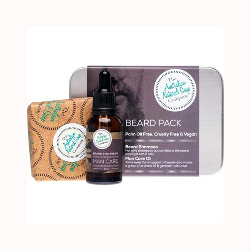 The Aust. Natural Soap Co Beard Pack (Beard Shampoo Bar 100g & Beard Oil 25mL)