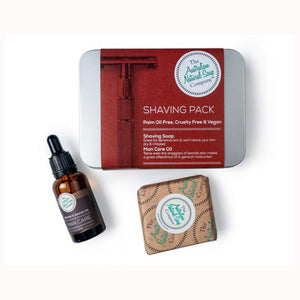 The Aust. Natural Soap Co Shaving Pack (Shaving Soap Bar 100g & Beard Oil 25mL)