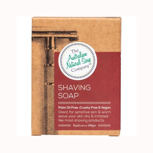 The Aust. Natural Soap Co Shaving Solid Soap Bar (Sensitive Skin, Vegan) 100g *LAST ONES*