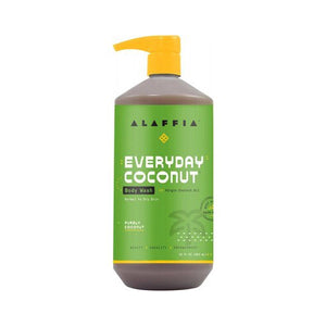 Alaffia Everyday Coconut Body Wash - Purely Coconut 950mL ALL-ROUNDER: FACE, BODY, HAND & HAIR WASH!
