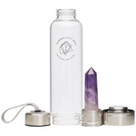 Load image into Gallery viewer, Summer Salt Body Amethyst Crystal Elixir - Glass Water Bottle 550mL + Neoprene Sleeve
