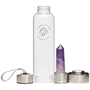 Summer Salt Body Amethyst Crystal Elixir - Glass Water Bottle 550mL + Neoprene Sleeve