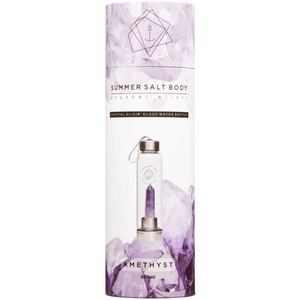 Summer Salt Body Amethyst Crystal Elixir - Glass Water Bottle 550mL + Neoprene Sleeve