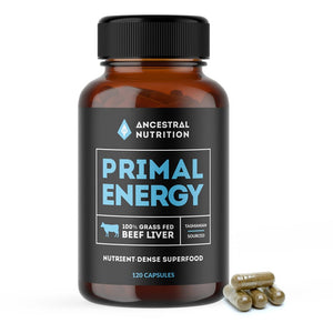 Ancestral Nutrition Primal Energy 100% Australian Grass-Fed Organic Beef Liver Capsules 500mg (120 Capsules)