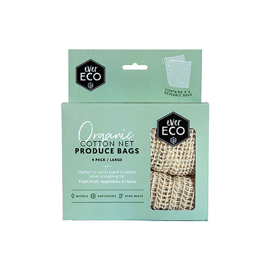 Ever Eco Cotton Net Produce Bags 4 x Large Bags (30x40cm each) - The Healthy Household
