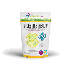 Gelatin Health Digestive Health Gut Plus 450g GELATIN, ALOE, PROBIOTIC, VIT C, ANTIOXIDANTS, BERRIES - The Healthy Household