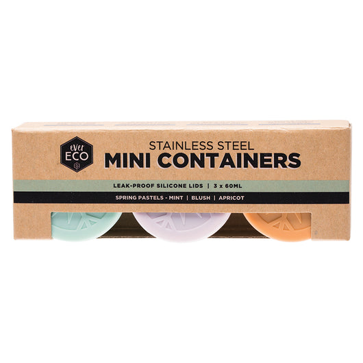 Ever Eco Stainless Steel Mini Containers - Set of 3 x 60mL - The Healthy Household