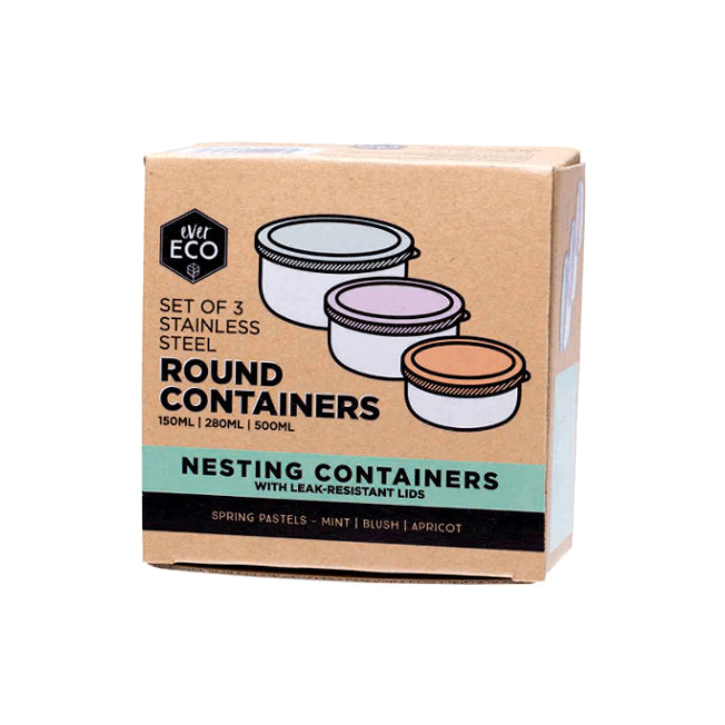 Ever Eco Stainless Steel Round Containers Set of 3 - 150mL 280mL 500mL ...
