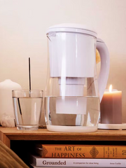Load image into Gallery viewer, Ecobud Gentoo Glass Alkaline Water Filter Jug in White 1.5L (with 1 x Filter Cartridge Included)
