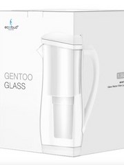 Load image into Gallery viewer, Ecobud Gentoo Glass Alkaline Water Filter Jug in White 1.5L (with 1 x Filter Cartridge Included)
