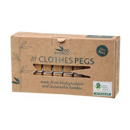 Go Bamboo Eco Clothes Pegs (box of 20) - The Healthy Household