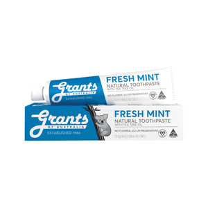 Grants Natural Toothpaste Fresh Mint with Tea Tree Oil (Fluoride Free) 110g SLS FREE