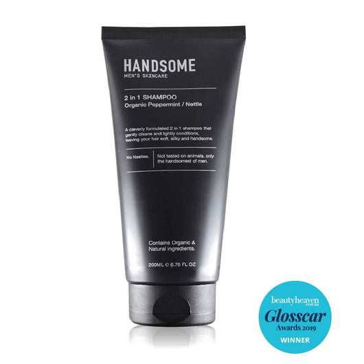 Handsome Men's Organic Skincare 2 in 1 Shampoo Peppermint/Nettle 50mL *LAST ONE*