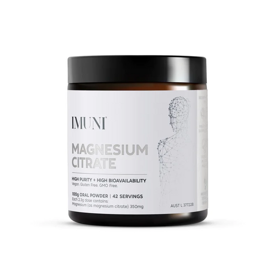 IMUNI Magnesium Citrate 100g Powder ~ 350mg Bioavailable Magnesium Per Serve