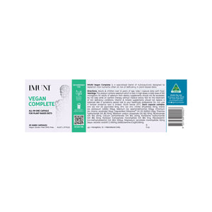 ***65% OFF**EXP 12/23**LAST TWO***IMUNI Vegan Complete 30 Capsules (1 Per Day) Supporting Optimal Health in Vegans & Vegetarians