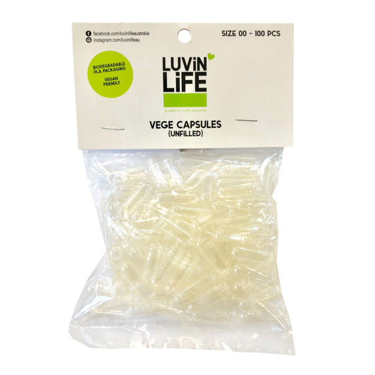 Luvin Life Vege Capsules Unfilled Size 00 (100 capsules) Vegan, Gluten & Dairy Free - The Healthy Household