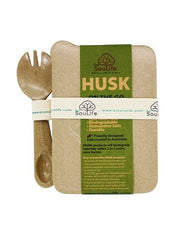 Load image into Gallery viewer, EcoSouLife Rice Husk On The Go Spork Set (W12cm x H5.5cm x L17cm) - The Healthy Household
