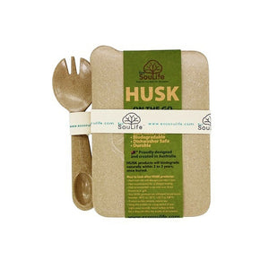 EcoSouLife Rice Husk On The Go Spork Set (W12cm x H5.5cm x L17cm) - The Healthy Household