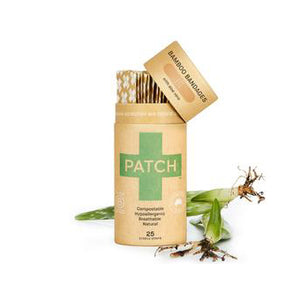 Patch Adhesive Tan Bamboo Strip Bandages Aloe Vera - Burns & Blisters (Tube of 25) *LAST ONE*