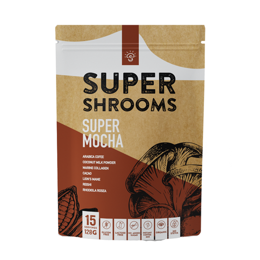Super Shrooms Super Mocha 128g Functional Adaptogen Mocha With Caffeine, Non-Jittery