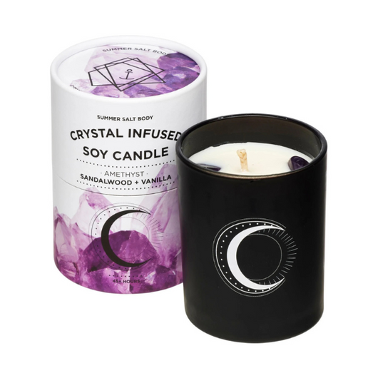 Summer Salt Body Crystal Infused Soy Candle Amethyst - Sandalwood & Vanilla (45+hrs)