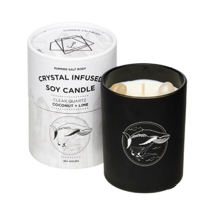 Summer Salt Body Crystal Infused Soy Candle Clear Quartz - Coconut & Lime (45+hrs)