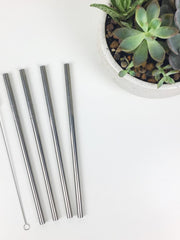 Load image into Gallery viewer, Ever Eco Stainless Steel Straws Straight - 4 Pack + Brush - The Healthy Household

