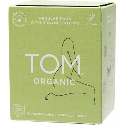 TOM Organic 100% Organic Cotton Ultra-Thin Pads with Wings (Regular, 10-Pack) *RUN OUT SALE*