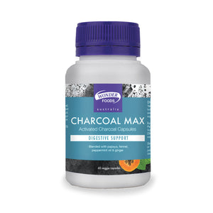 Wonder Foods Charcoal Max 60caps Activated Charcoal Blend - Digestive Support - The Healthy Household