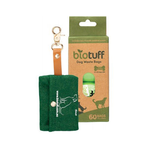 BioTuff Dog Waste Bags & Dispenser 4 x 15 Bag Rolls (60 Bags) *PLANT BASED*